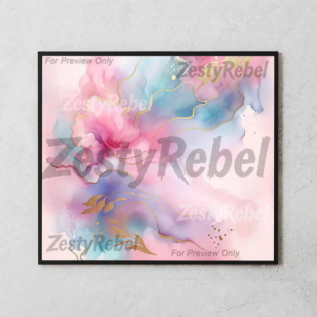Best print on demand tumbler png – pink and gold watercolor wash perfect for elegant wall art and clipart bundle use