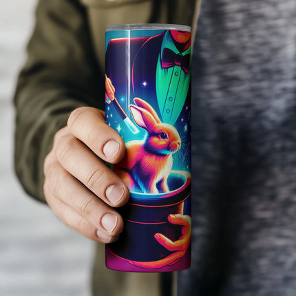 Retro-style magic scene with bunny and wand – sublimation-ready PNG file.