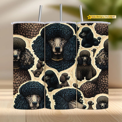 Buy poodle tumbler png – vintage dog pattern wrap for sublimation crafts and drinkware gifts