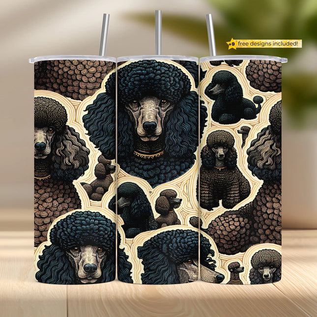 Buy poodle tumbler png – vintage dog pattern wrap for sublimation crafts and drinkware gifts