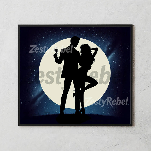 Starry sky with lovers and wine – perfect for romantic sublimation projects.