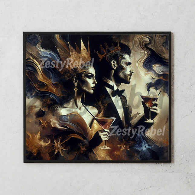 20oz wrap PNG with abstract swirls, glamorous couple, and crown detail – perfect for bold crafting.
