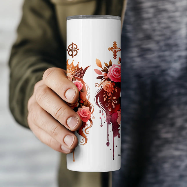 Inspirational PNG wrap for women of faith featuring regal silhouettes and roses