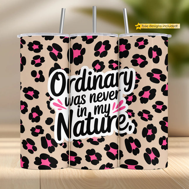Tumbler wrap design with beige background, hot pink leopard print, and bold sassy quote.