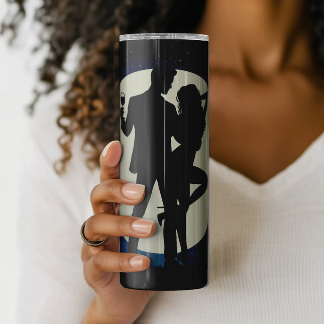 Vintage-inspired couple silhouette tumbler design – sublimation PNG for crafters.
