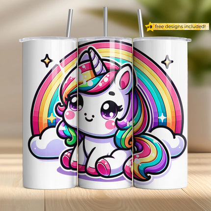 Buy unicorn sparkle tumbler png for sublimation – magical glitter digital wrap for 20oz skinny cups