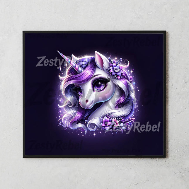 Best unicorn tumbler png with lavender sparkle – floral clipart bundle for custom drinkware
