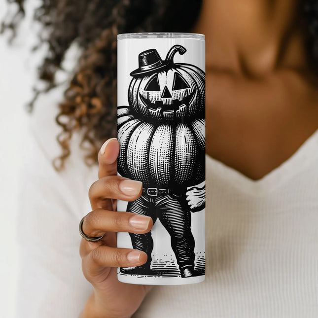 spooky strong pumpkin tumbler wrap design, high-resolution sublimation file for POD and crafting gifts