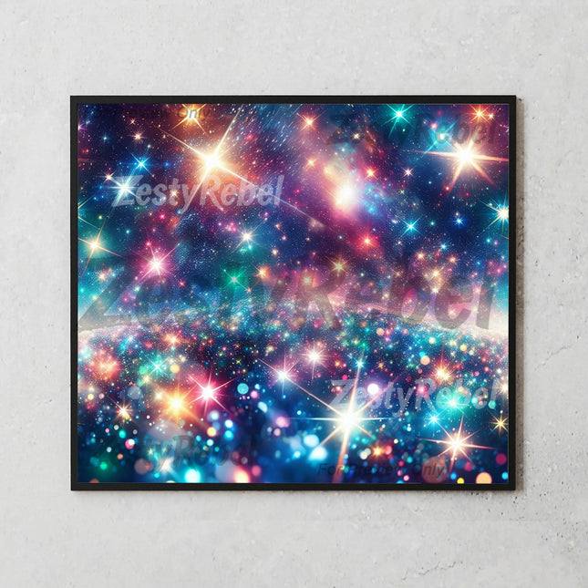 Best tumbler png for wall art and print on demand – magical cosmic starfield design with colorful lights