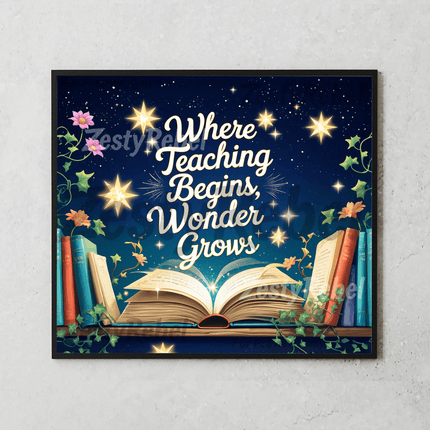 Mockup of 20oz skinny tumbler with magical book and star theme – sublimation-ready PNG perfect for teacher appreciation or print on demand.