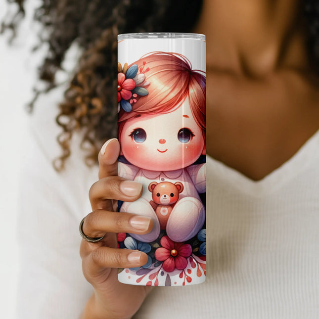 Sublimation PNG with infant character and delicate flower accents