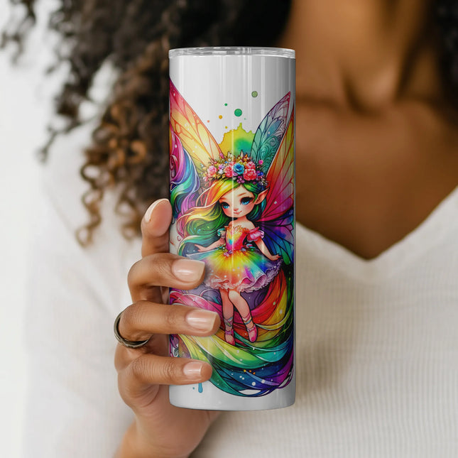 High-resolution PNG of unicorn and fairy duo with floral splashes and rainbow palette.
