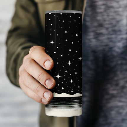 Printable PNG with minimal star pattern and mountain base, ideal for sublimation crafters and POD.
