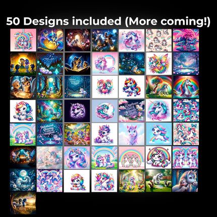 Magical Unicorn digital bundle with 50 dreamy designs in rainbow, fairycore & kawaii styles—perfect for crafters, Etsy sellers & DIY print on demand fans. Includes unicorn SVGs, pastel clipart, cute fantasy animals, enchanted forests & galaxy scenes. Great for kids’ room decor, sublimation, stickers, party printables. Sell fast on Etsy with this affordable, high-quality unicorn graphics pack. Make money, sell digital product, free bundle, Canva, cute design, trending, instant download.
