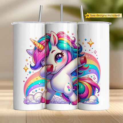 Buy unicorn tumbler png sublimation design – dreamy rainbow digital download for crafters