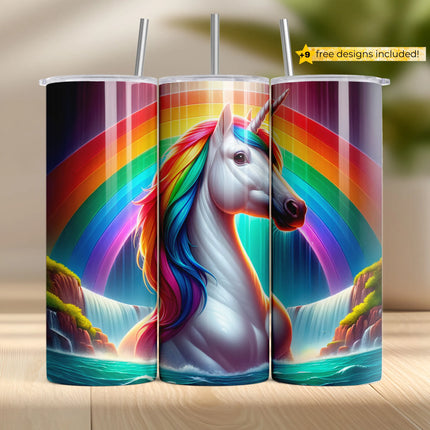 Buy unicorn tumbler png digital download – pastel rainbow sublimation wrap for crafters and gifts