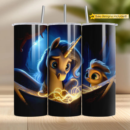 Buy unicorn tumbler png glowing book – magical sublimation wrap for POD and DIY drinkware