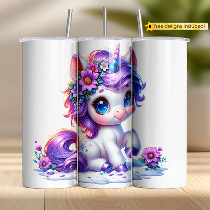 Buy unicorn tumbler png – pastel pink and rainbow sublimation wrap for crafters and DIY gifts