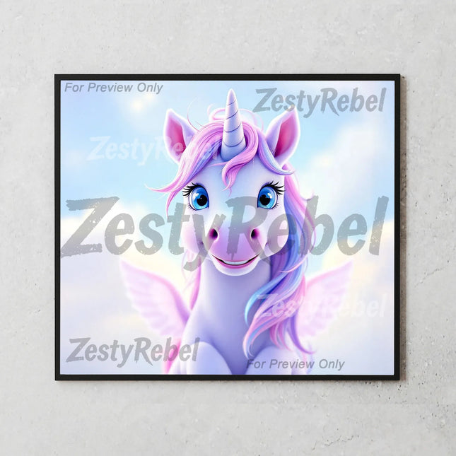 Best tumbler png for wall art and print on demand – smiling unicorn pastel sublimation design