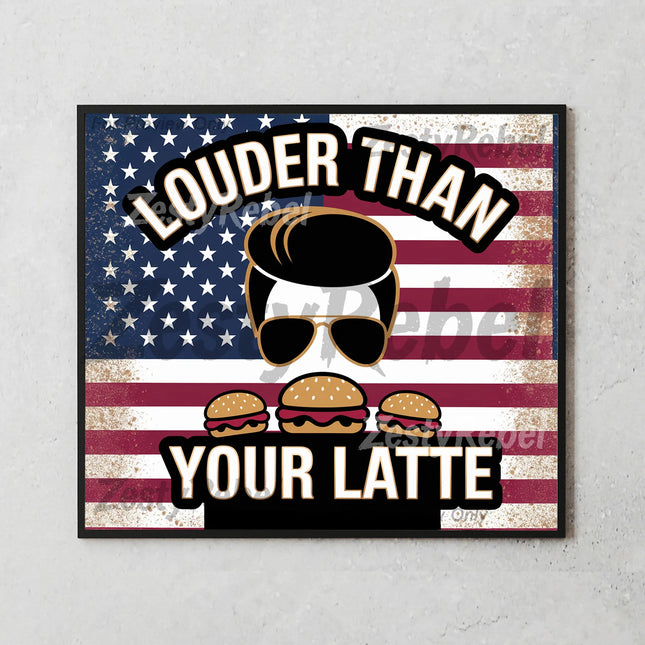 Red, white, and blue sublimation wrap with vintage style, burgers, and conservative message.