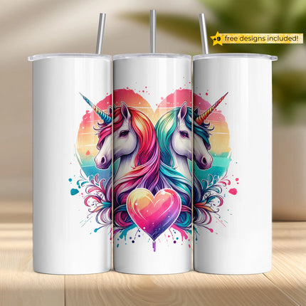 Buy unicorn tumbler png glowing book – magical sublimation wrap for POD and DIY drinkware