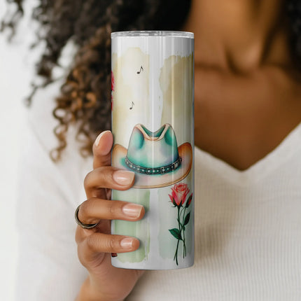 Bold rustic tumbler wrap PNG featuring realistic cowhide texture – a digital design for Western DIY gifts and crafts.