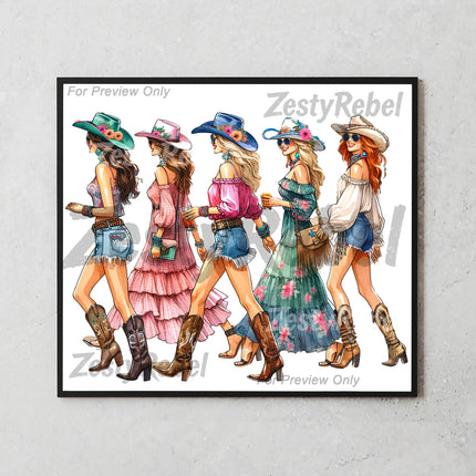 Best tumbler png for print on demand – cowgirl bachelorette wrap for wall art and rustic drinkware