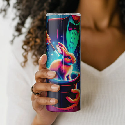 Enchanted tumbler wrap with rabbit and sparkle wand – perfect for DIY printables.